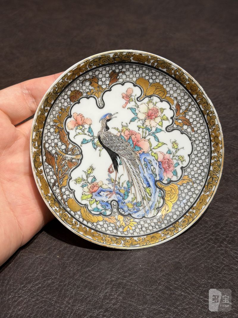 清雍正 广彩花鸟图杯碟一套 - 图18